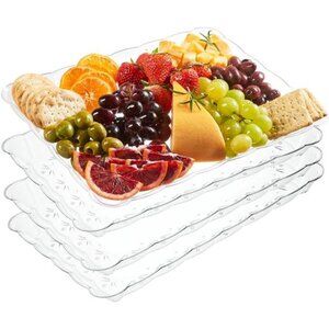 Disposable Plastic Serving Trays Rectangle Party Platters 9x13 Set of 4
